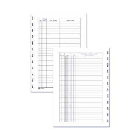 Registro Scadenzario gennaio/dicembre per soli effetti passivi - 4 pagine/mese con spirale